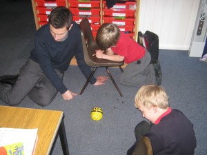 Mr Glover has been helping us to program the beebots to move around the room.